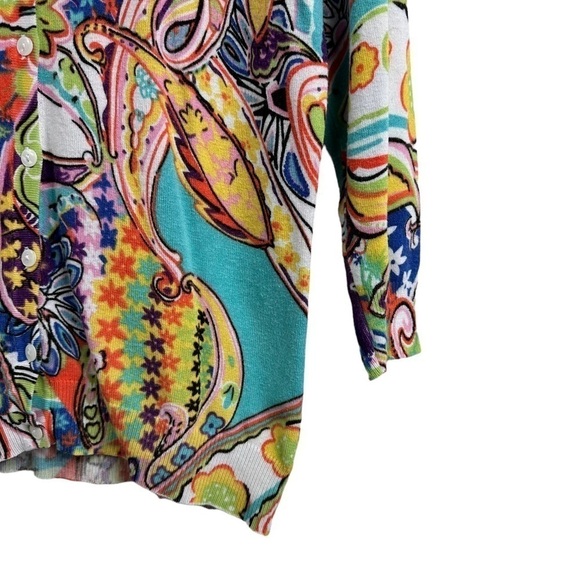 Joseph A. Pastel Paisley Cardigan Sweater, PS - Picture 5 of 9